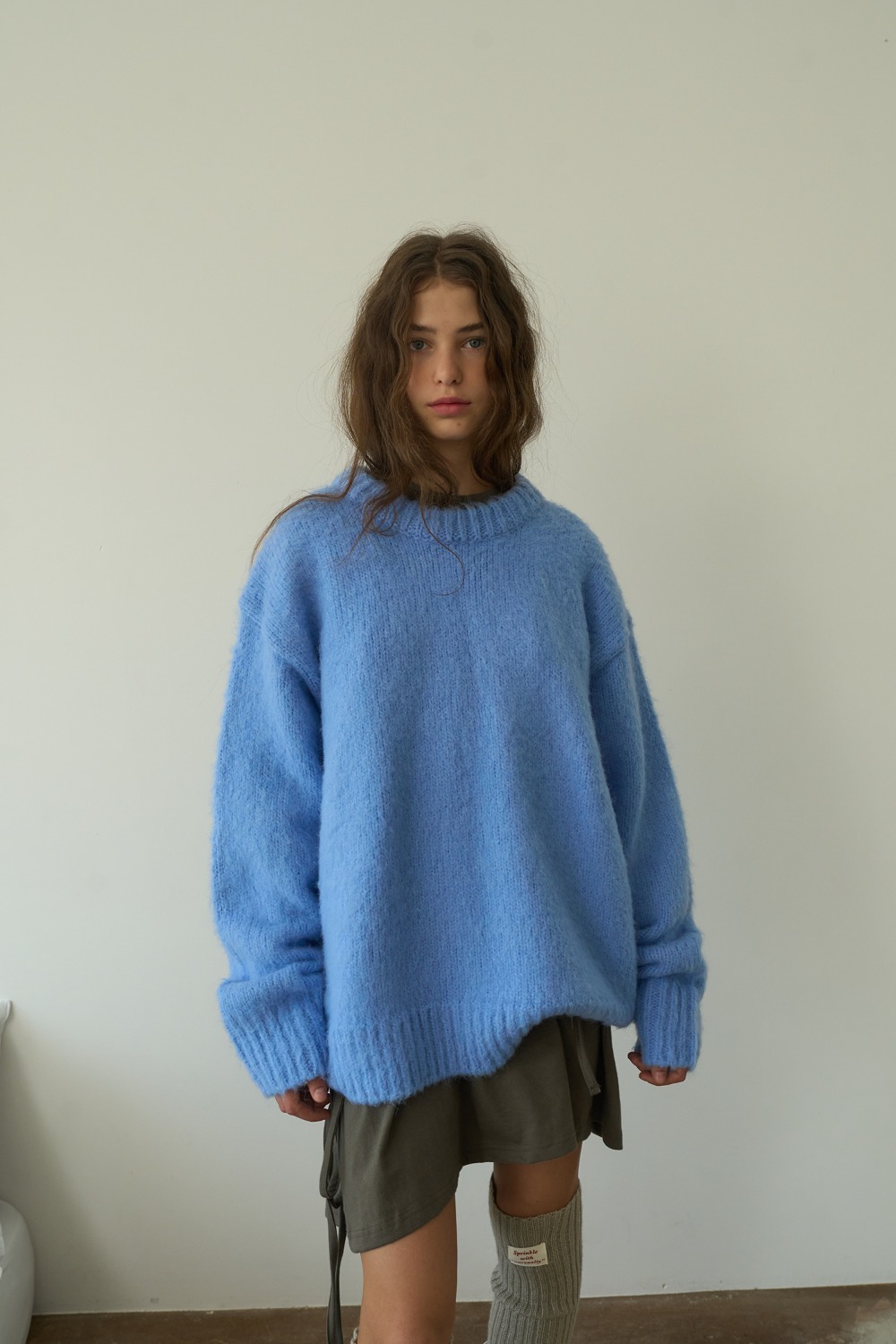 Furry Woolpaca Overfit Knit / Blue